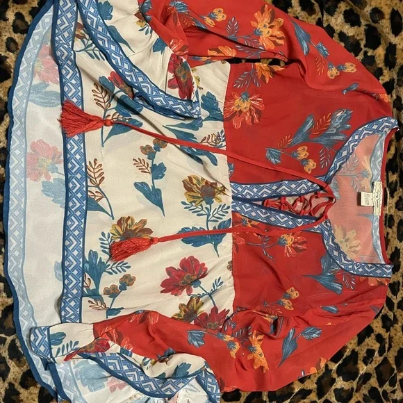 Flying Tomato Small Orange Floral Blouse - Picture 1 of 4